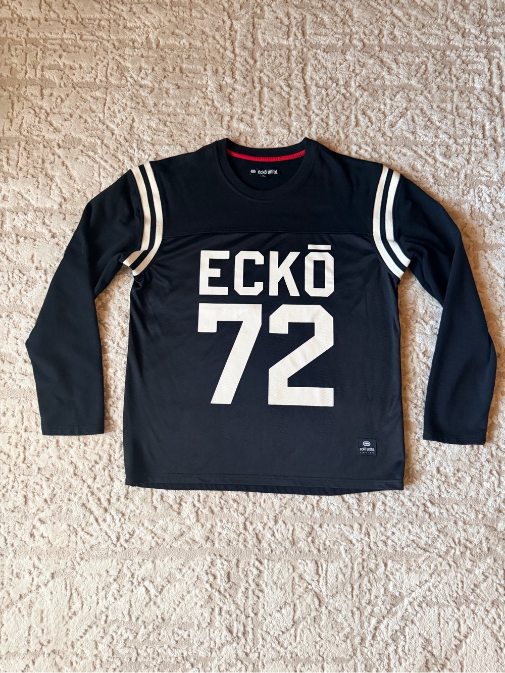 ECKŌ Men's Black Long-Sleeve Graphic Tee - '72 Football Style'